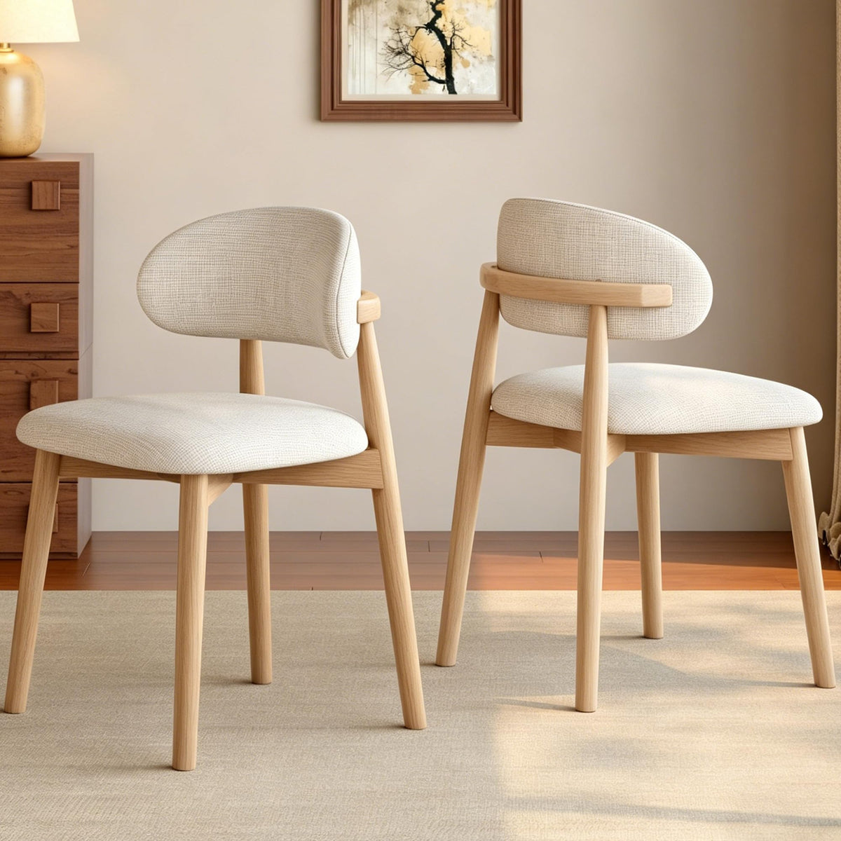 smudyizi Mid-Century Wooden Dining Chairs, Set of 4