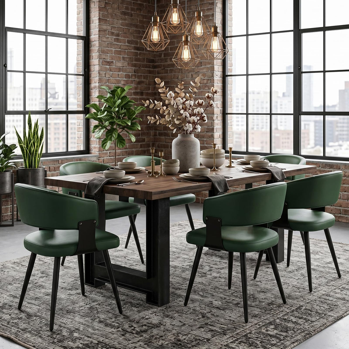 Euklea Modern Faux Leather Dining Chairs, Set of 2