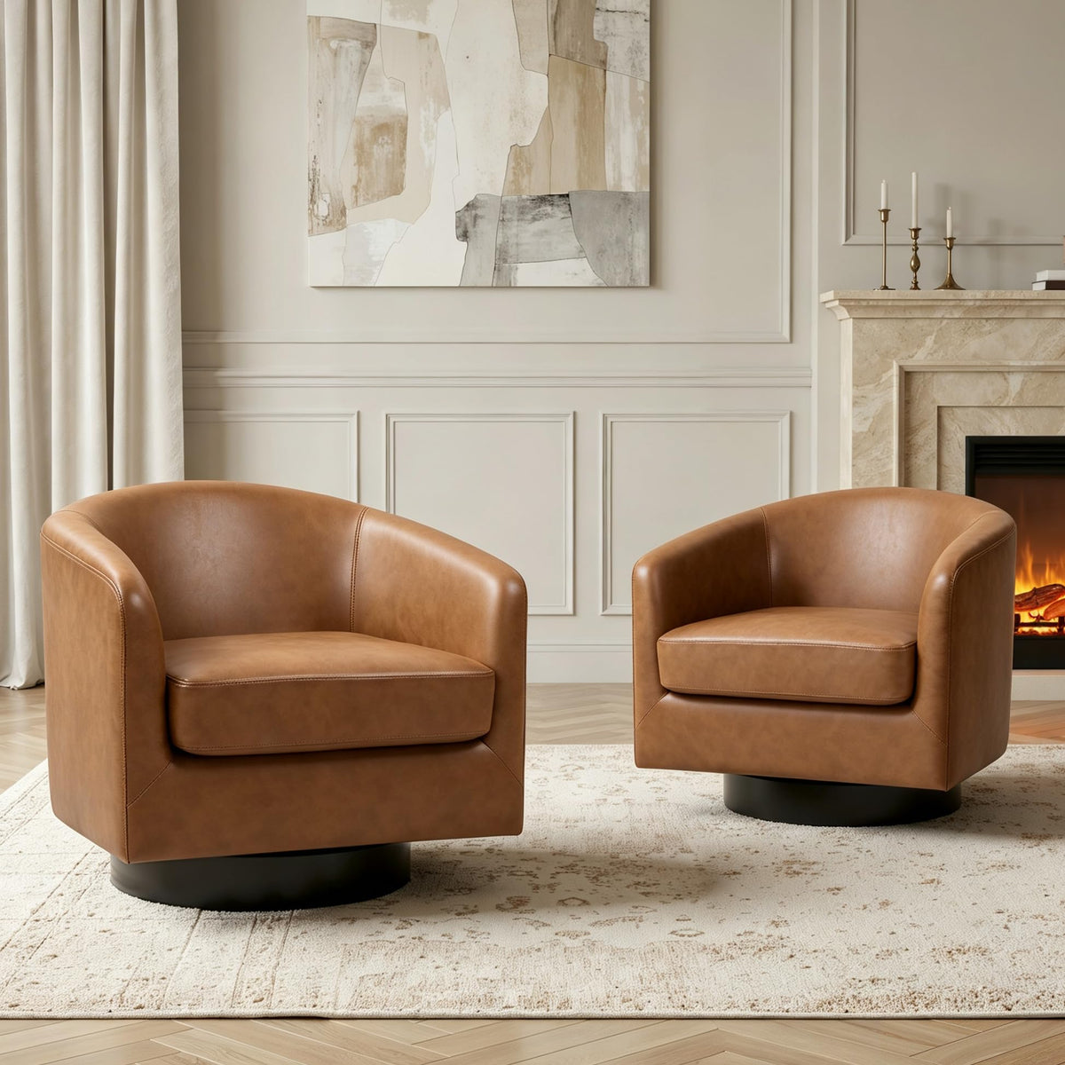 UIXE Swivel Barrel Accent Armchair for Living Room