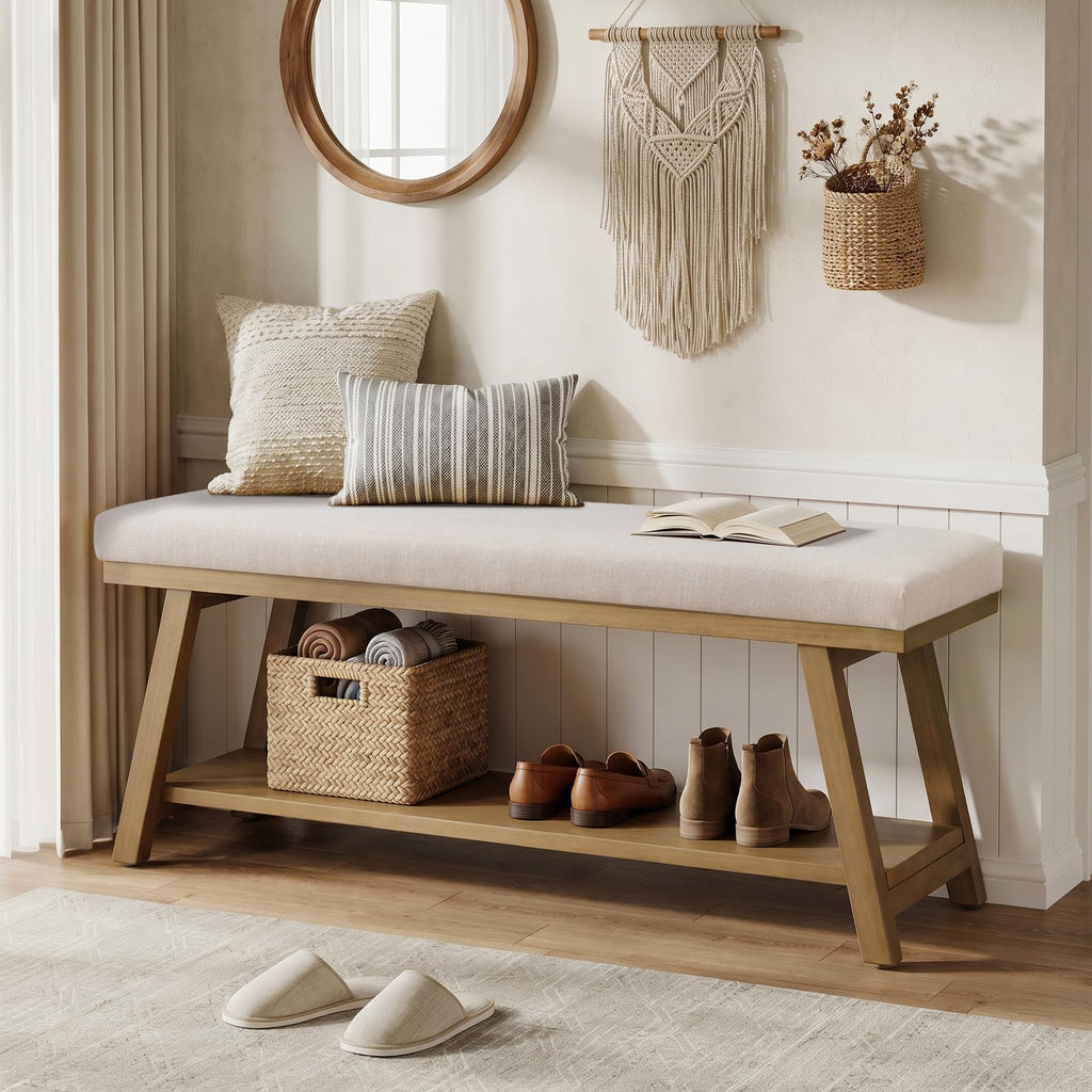 Zihanhome 45-Inch Upholstered Entryway Storage Bench