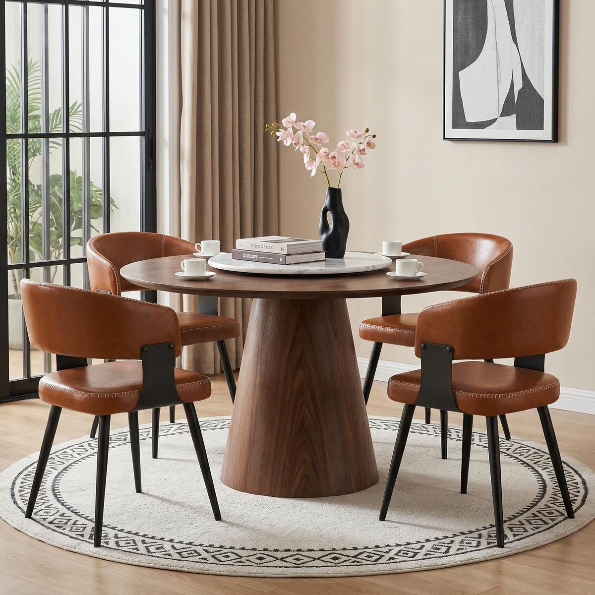 Euklea Modern Faux Leather Dining Chairs, Set of 2