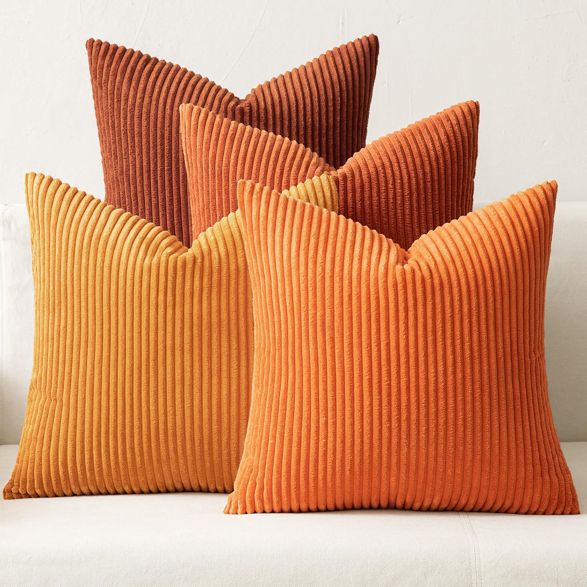 MIULEE Soft Corduroy Decorative Throw Pillow Covers, Set of 4