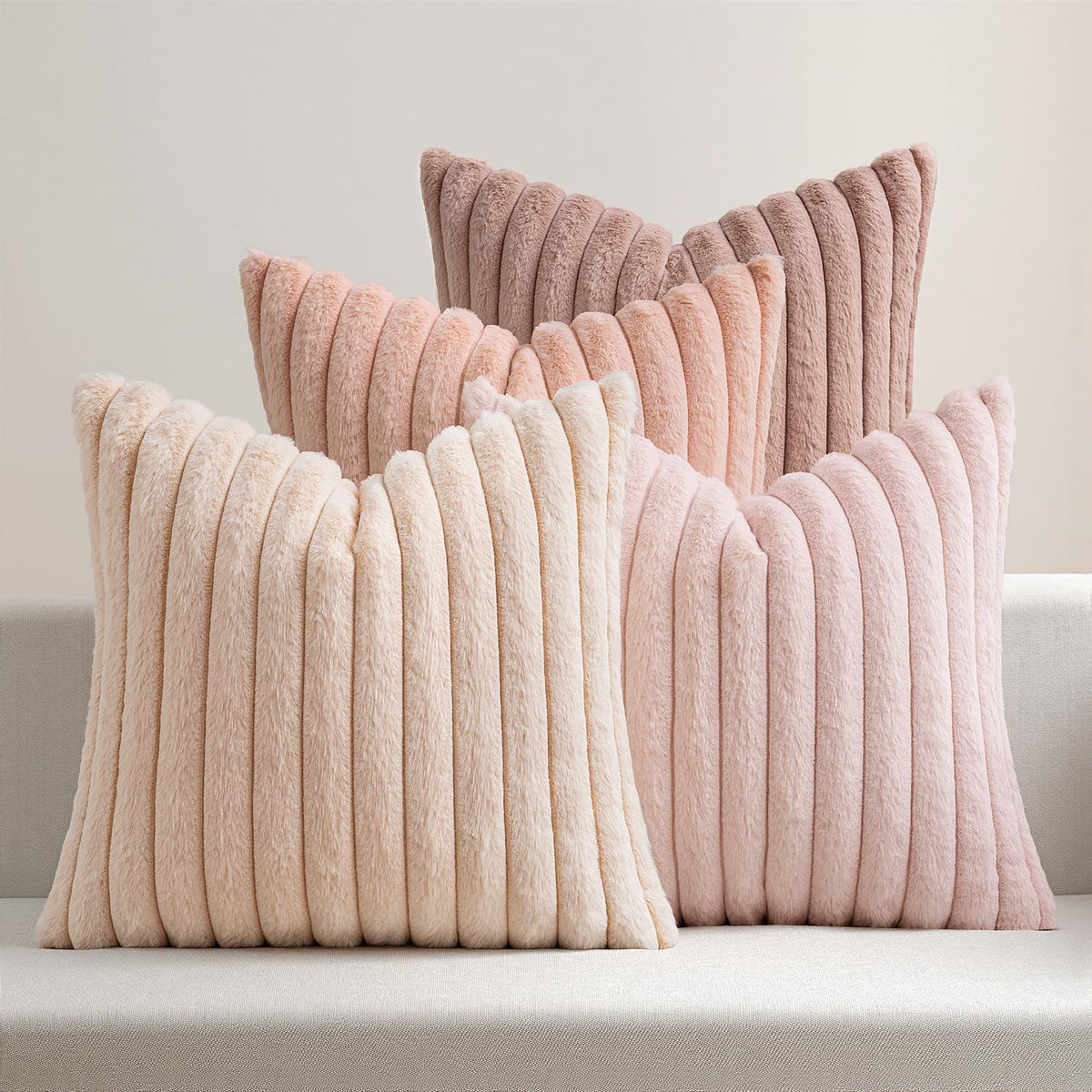 MIULEE Faux Fur Plush Decorative Throw Pillow Covers