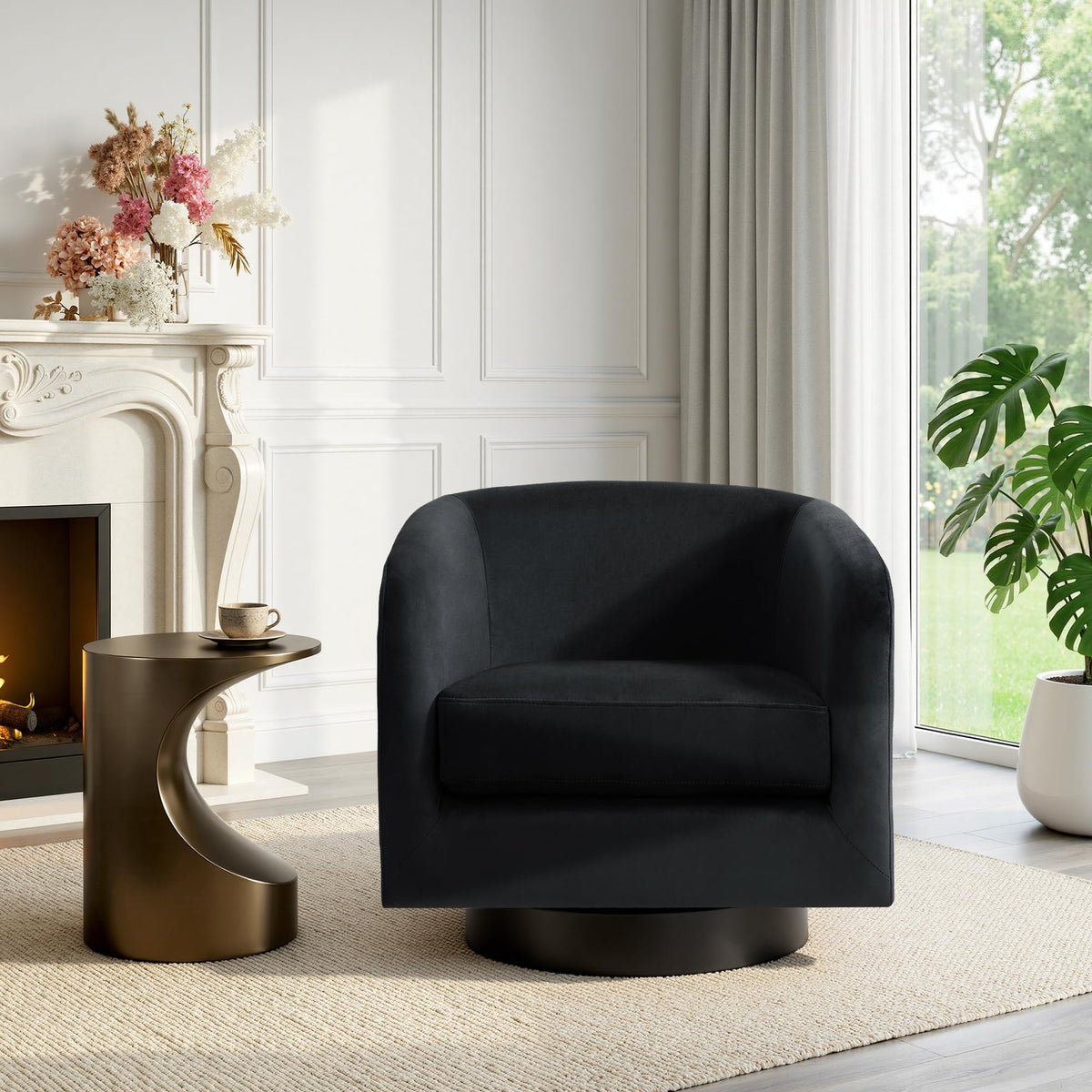 UIXE Swivel Barrel Accent Armchair for Living Room