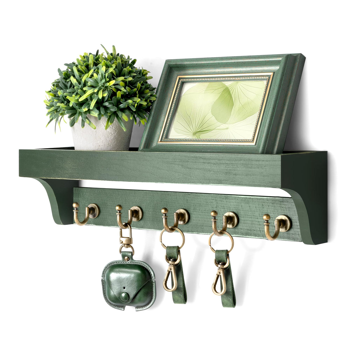 Rebee Vision 14-Inch Wall Key & Mail Holder with Hooks