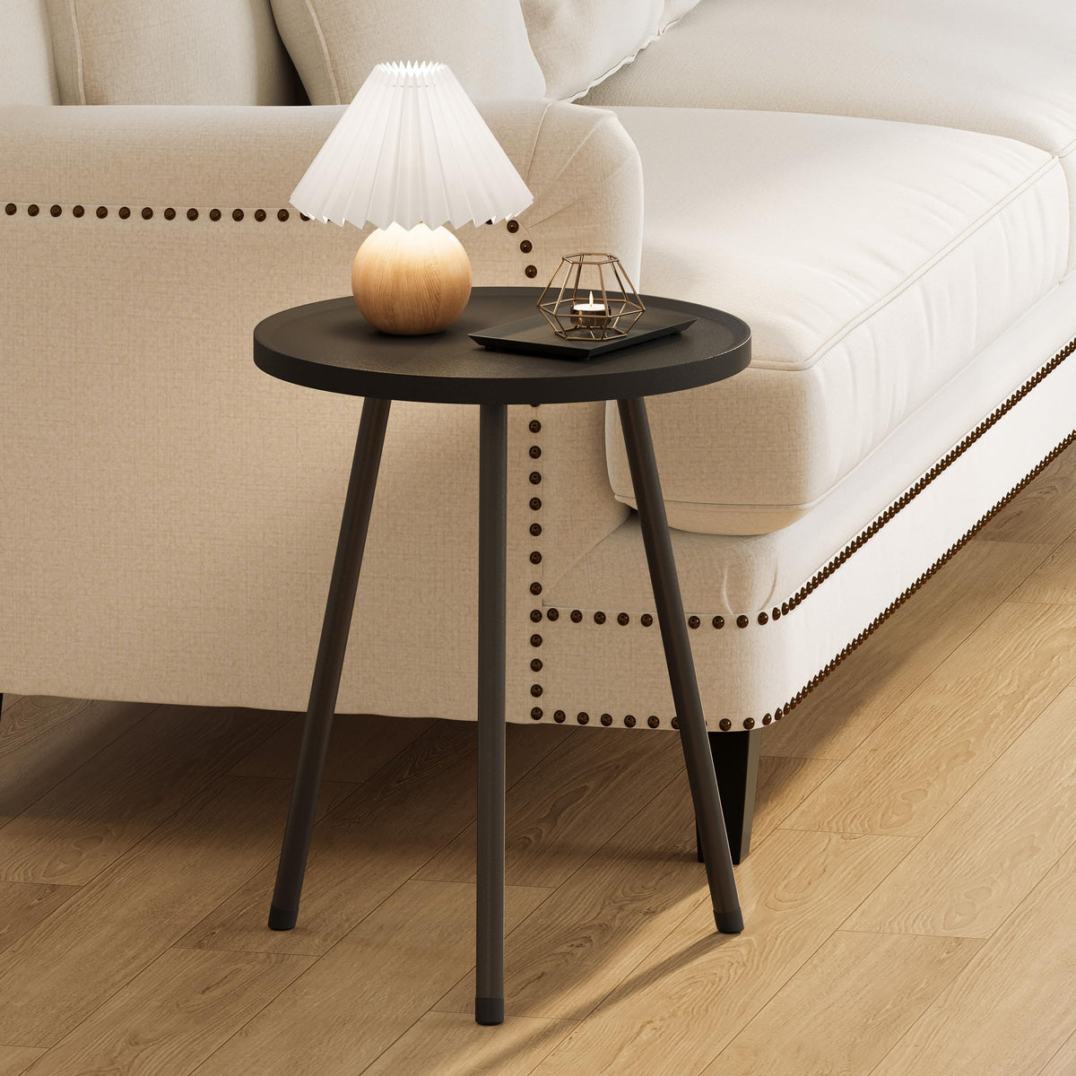 YAUKTAK Mini Round Side Table for Small Living Spaces
