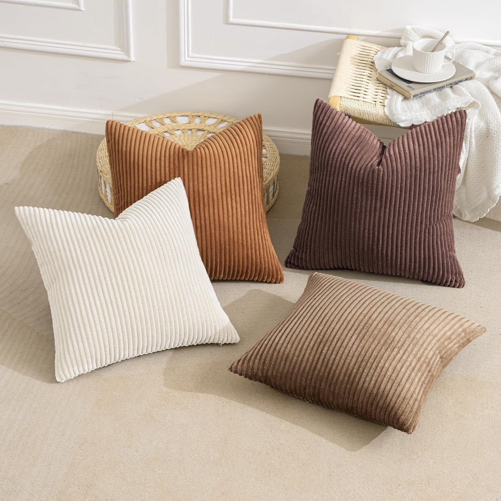 MIULEE Soft Corduroy Decorative Throw Pillow Covers, Set of 4