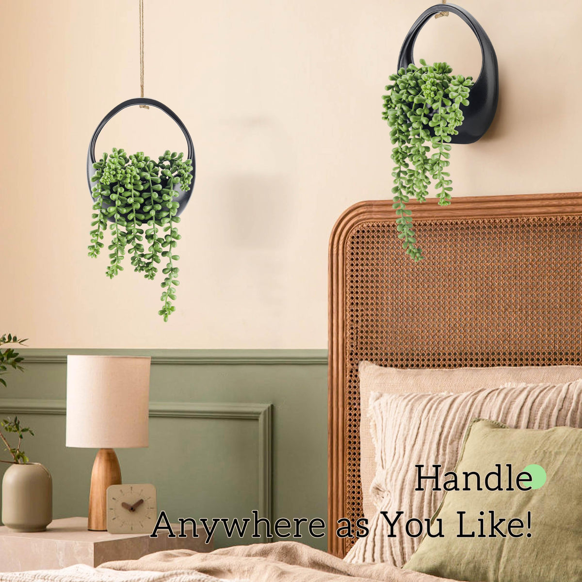 Der Rose Artificial Hanging Succulent Plants, Set of 2