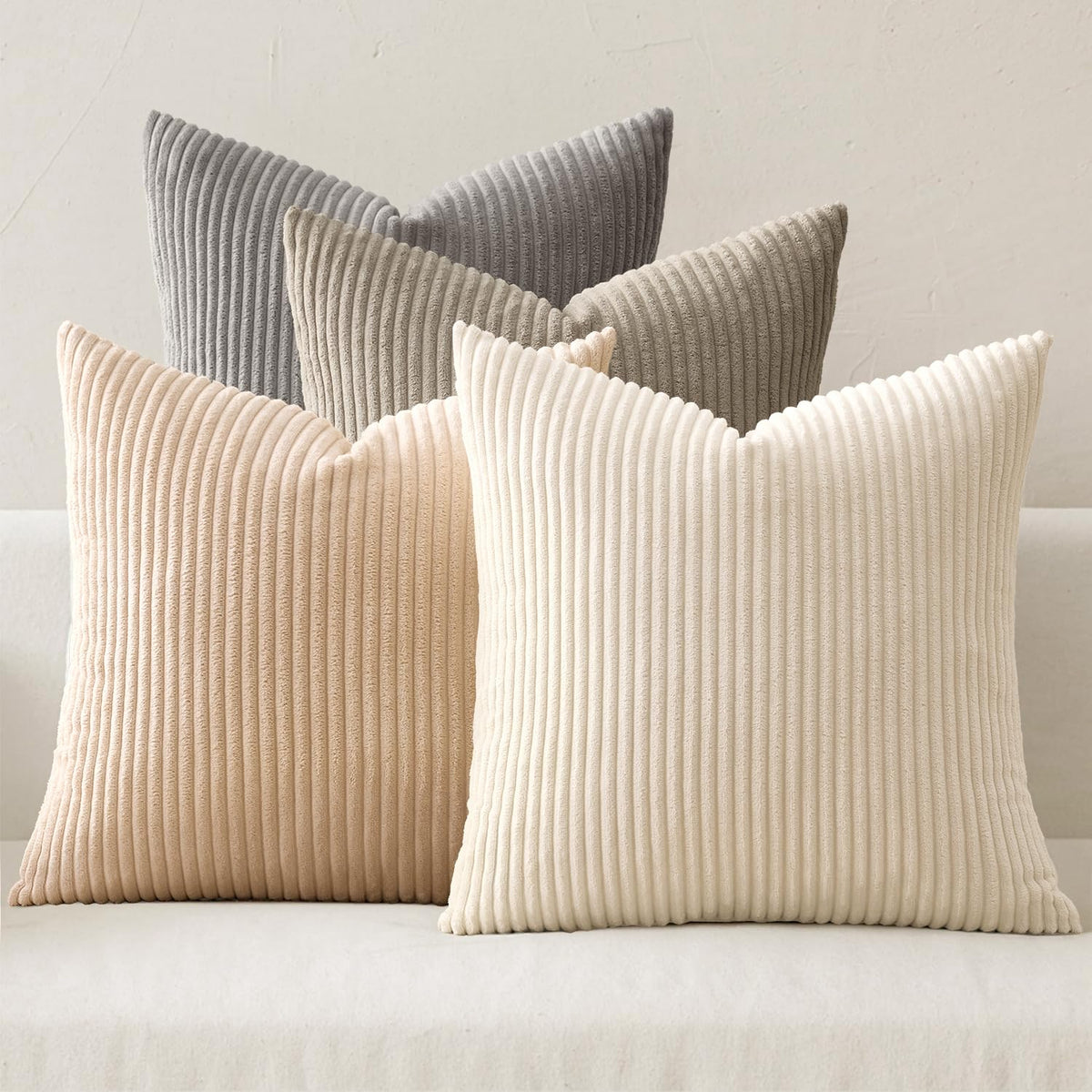 MIULEE Soft Corduroy Decorative Throw Pillow Covers, Set of 4
