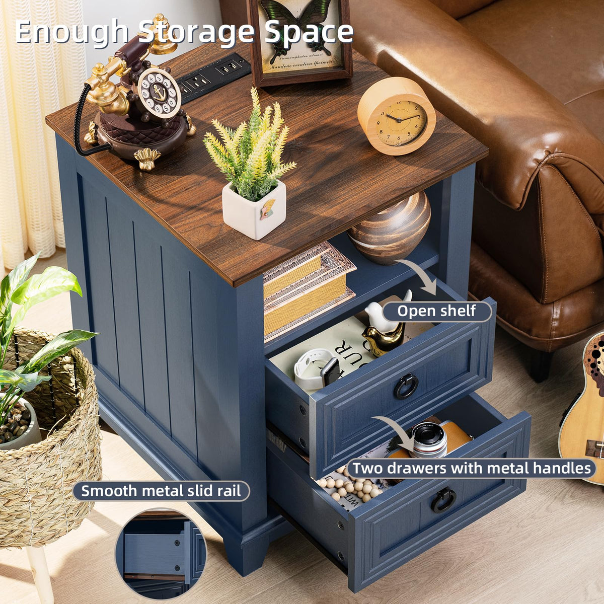 Joaxswe Nightstands with Drawers for Bedroom & Living Room