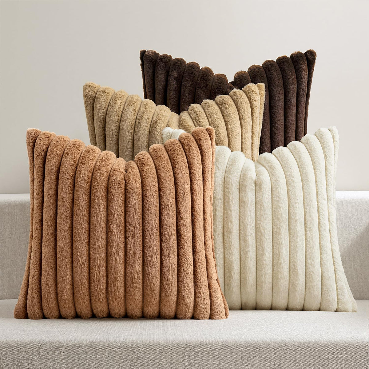 MIULEE Faux Fur Plush Decorative Throw Pillow Covers
