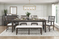 6pc Dining Set Dark Espresso Table with Extension Leaf Bench Chairs Comfortable Seats Wooden Dining Furniture