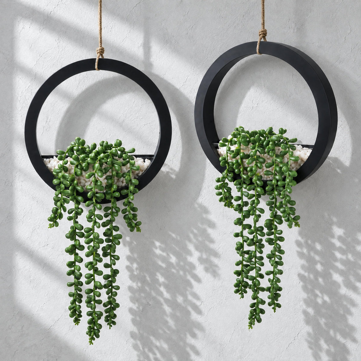 Der Rose Artificial Hanging Succulent Plants, Set of 2