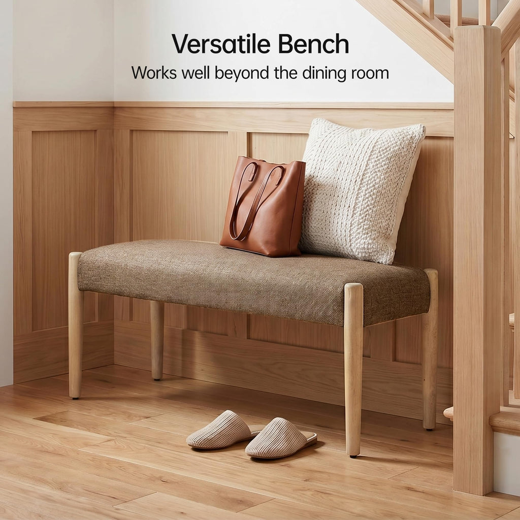 VKNOW Upholstered Dining Chairs, Set of 4 with Bench