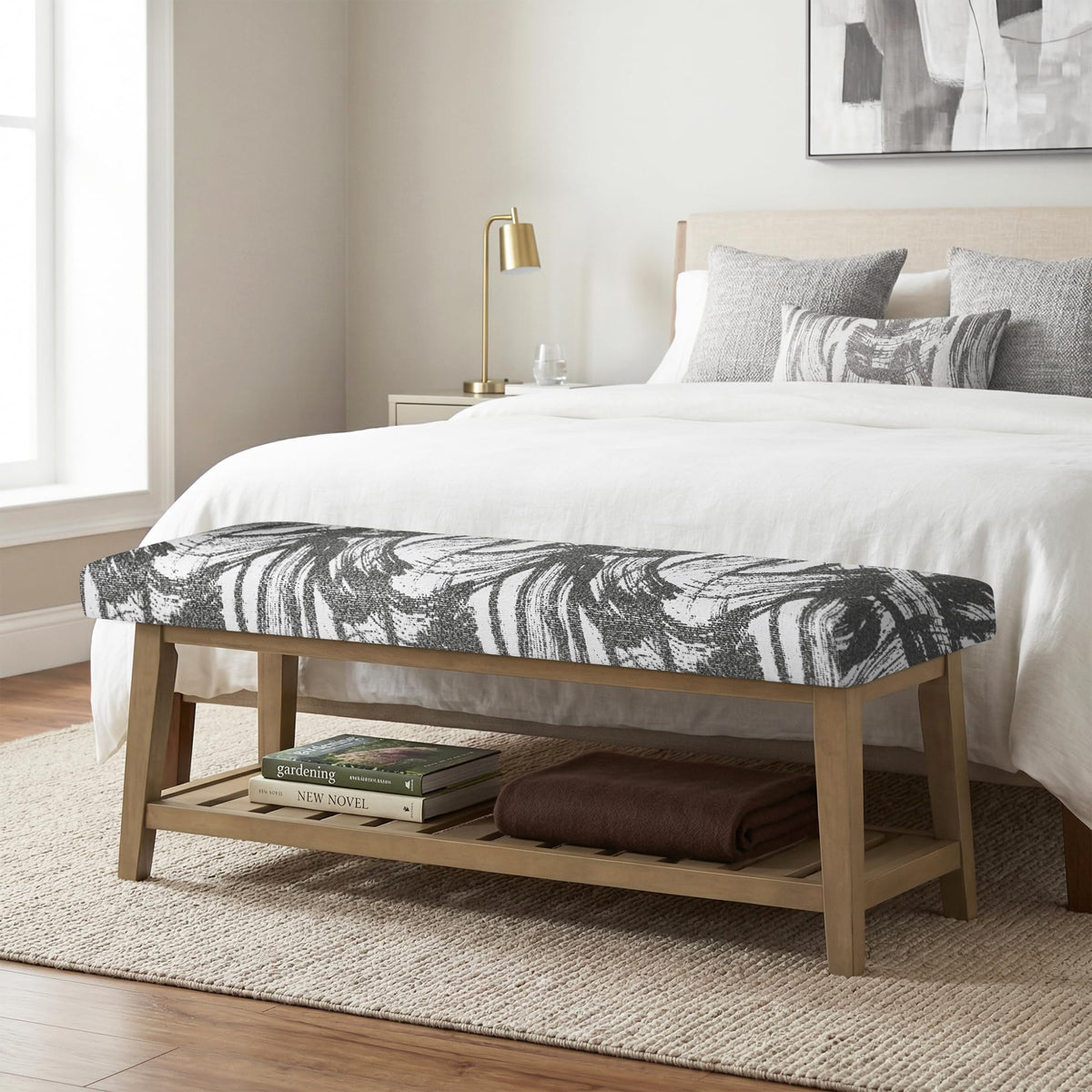 Upholstered Entryway Shoe Bench for Bedroom & Hallway