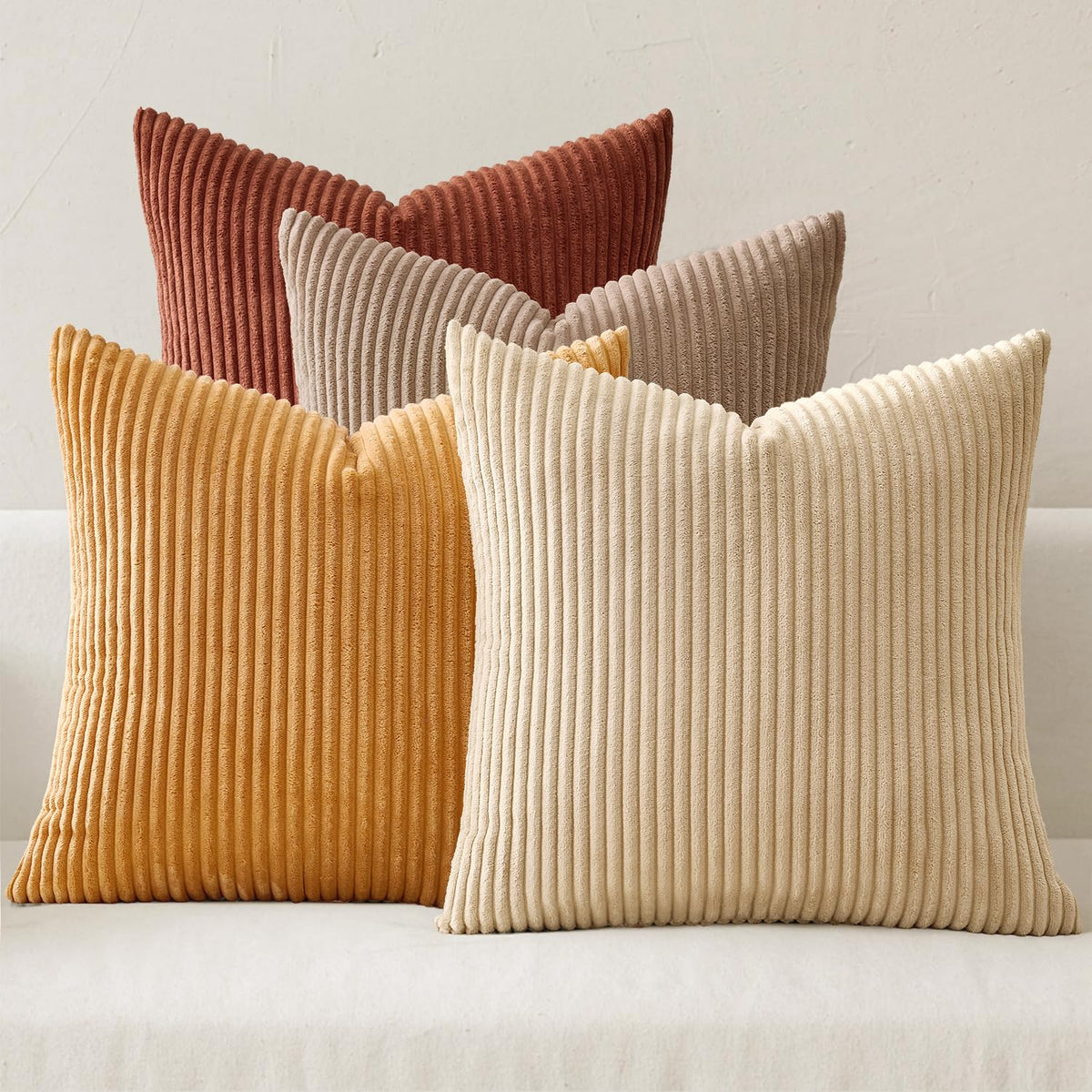 MIULEE Soft Corduroy Decorative Throw Pillow Covers, Set of 4