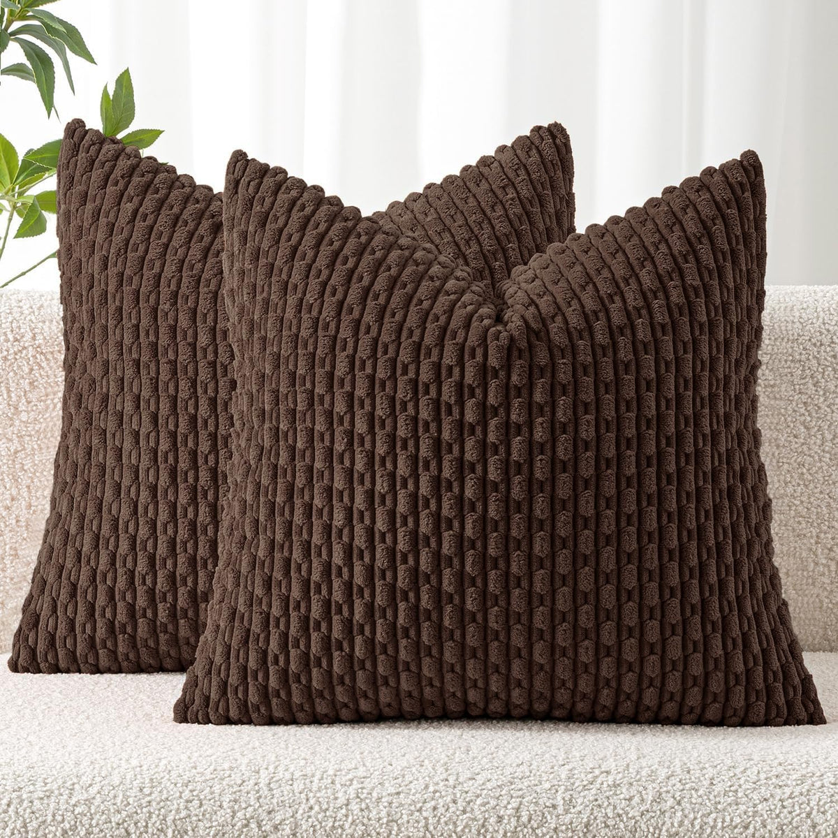 MIULEE Striped Corduroy Throw Pillow Covers, Set of 2
