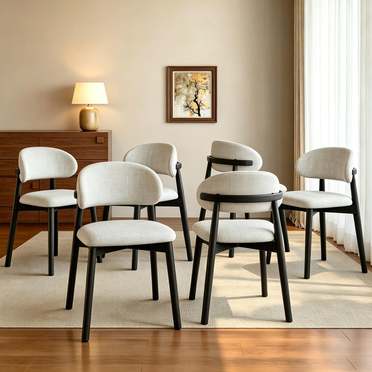 smudyizi Mid-Century Wooden Dining Chairs, Set of 4