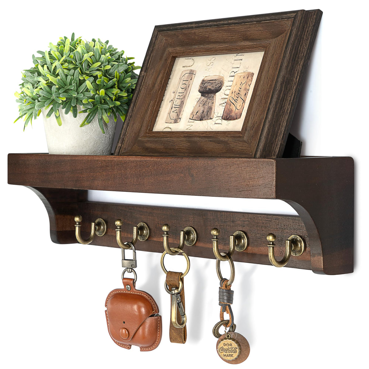 Rebee Vision 14-Inch Wall Key & Mail Holder with Hooks