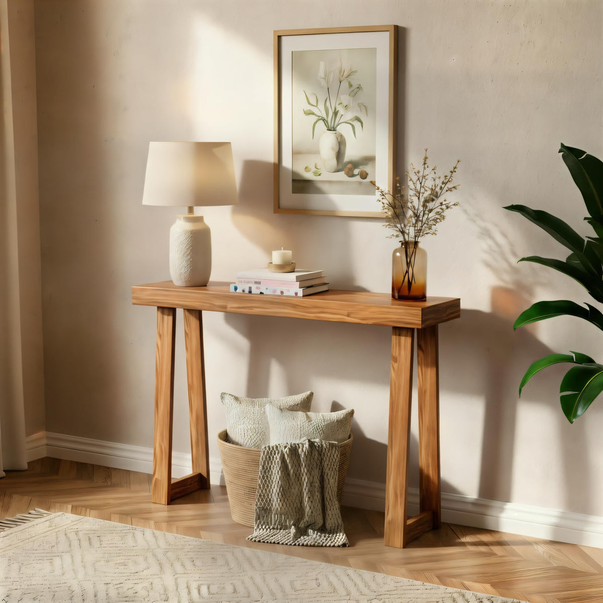Plank+Beam Solid Wood Console Table for Entryway Decor