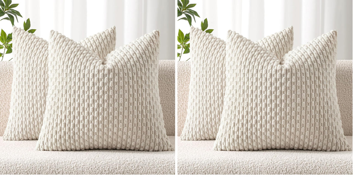 MIULEE Striped Corduroy Throw Pillow Covers, Set of 2