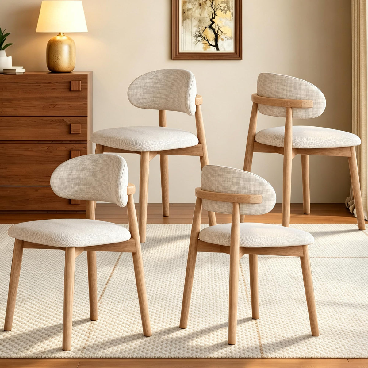 smudyizi Mid-Century Wooden Dining Chairs, Set of 4