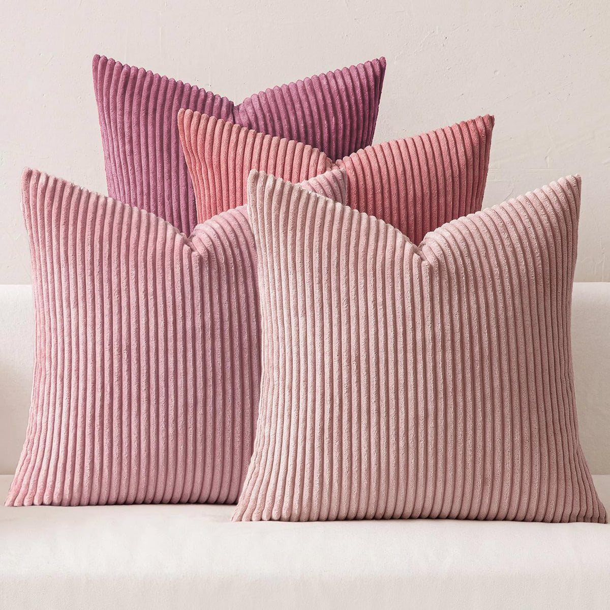 MIULEE Soft Corduroy Decorative Throw Pillow Covers, Set of 4