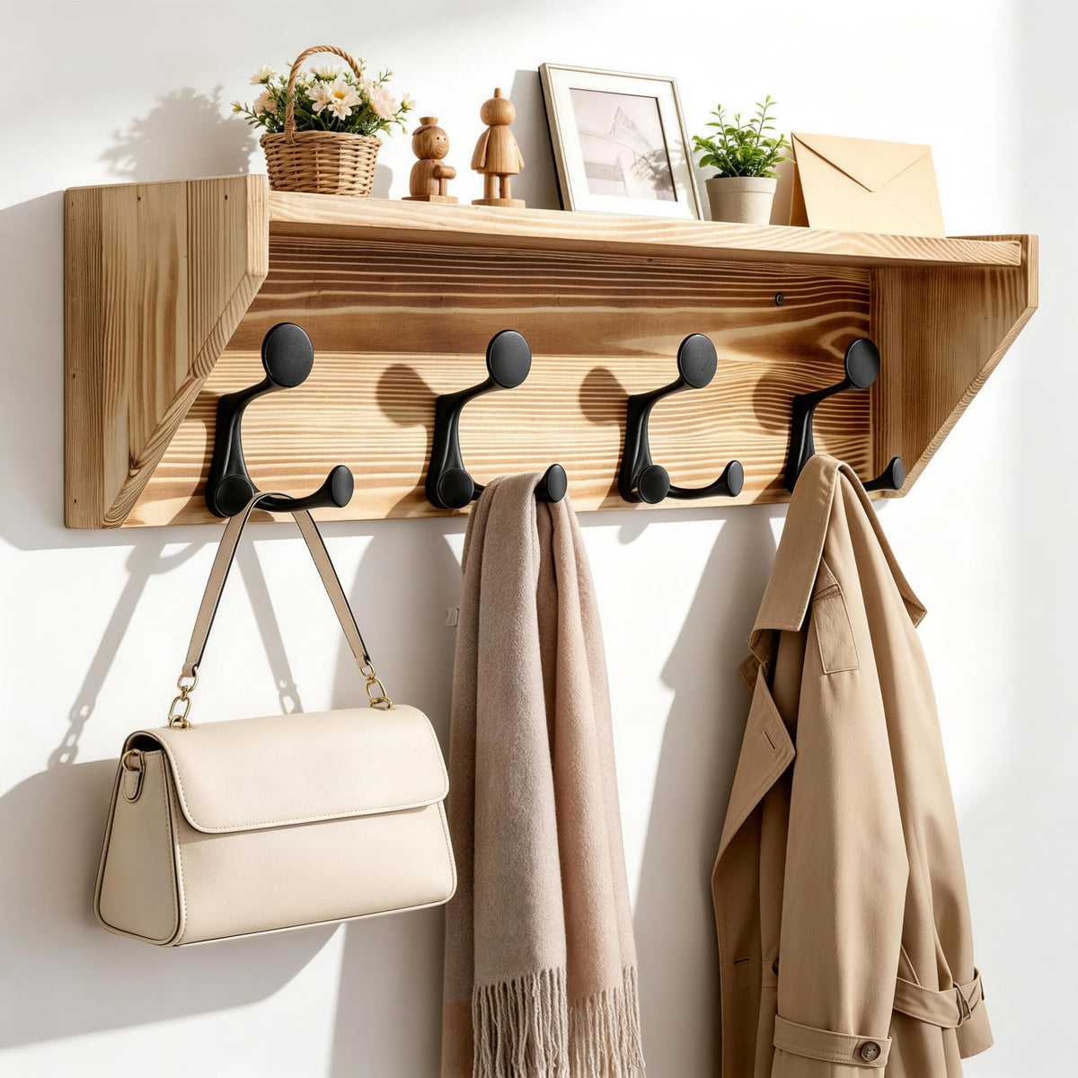 SKOLOO Heavy-Duty Wall-Mounted Coat Rack with Shelf
