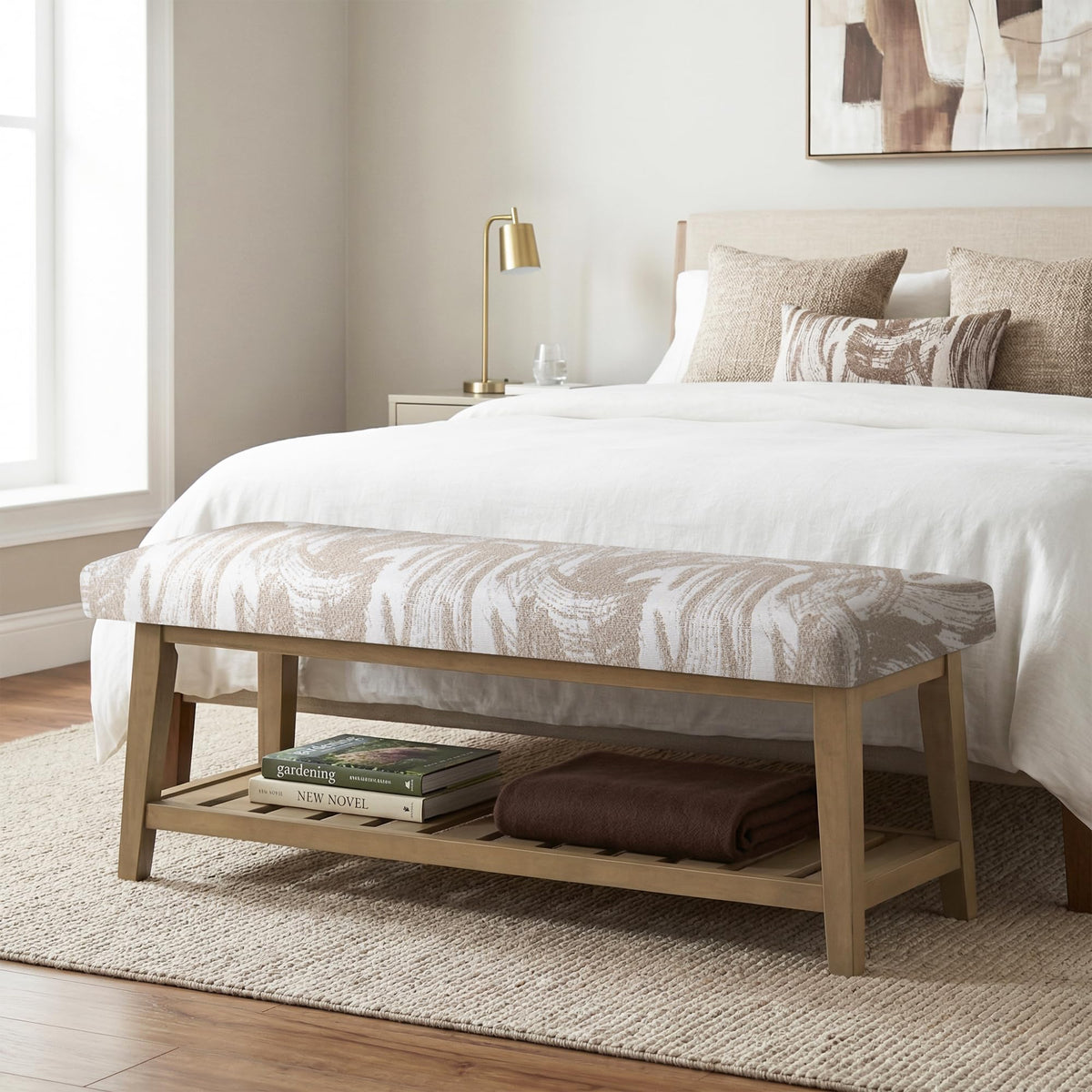 Upholstered Entryway Shoe Bench for Bedroom & Hallway