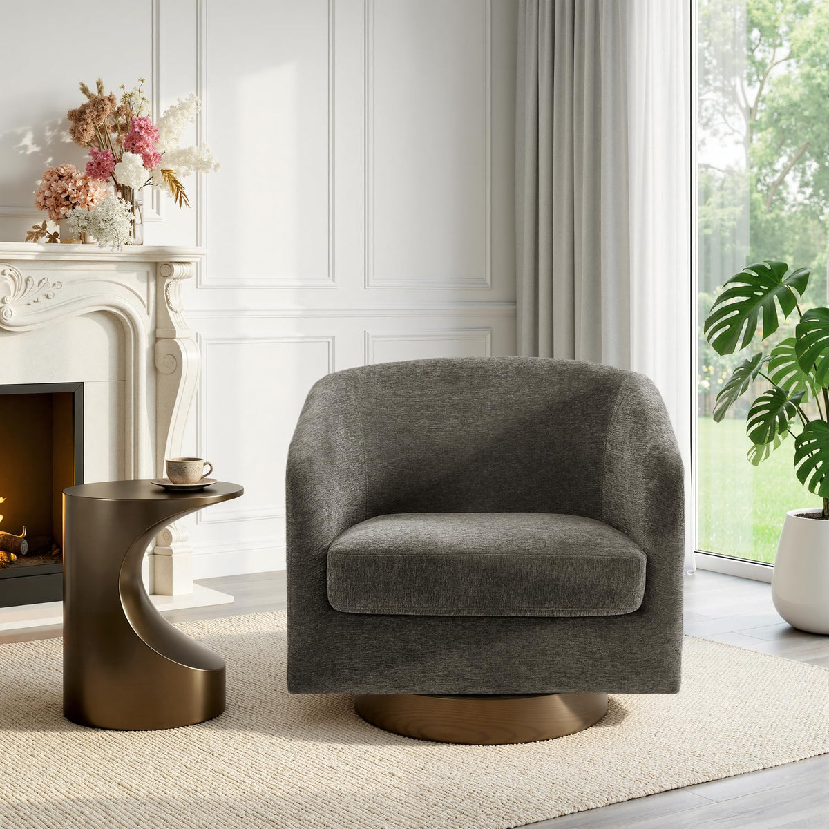 UIXE Swivel Barrel Accent Armchair for Living Room