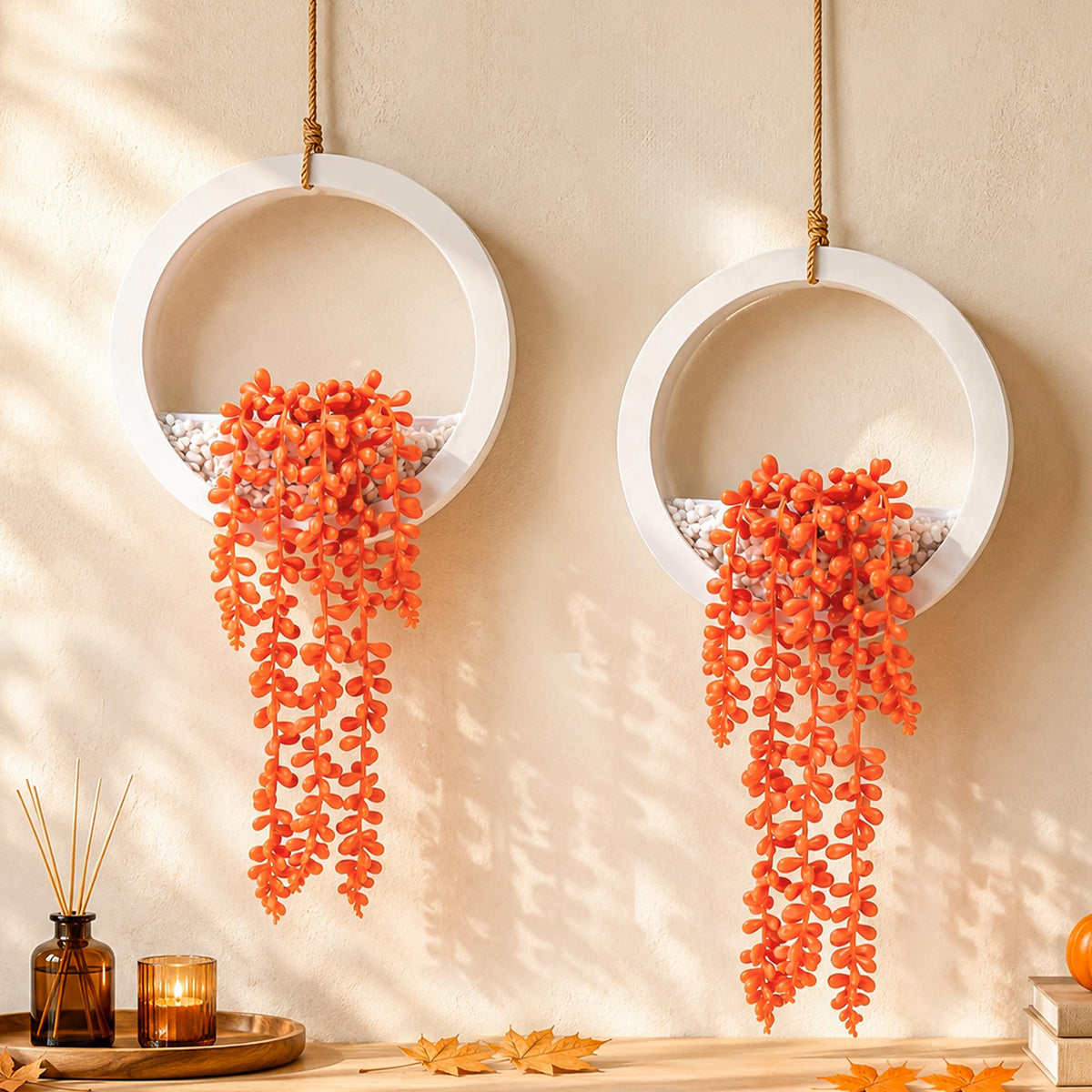 Der Rose Artificial Hanging Succulent Plants, Set of 2