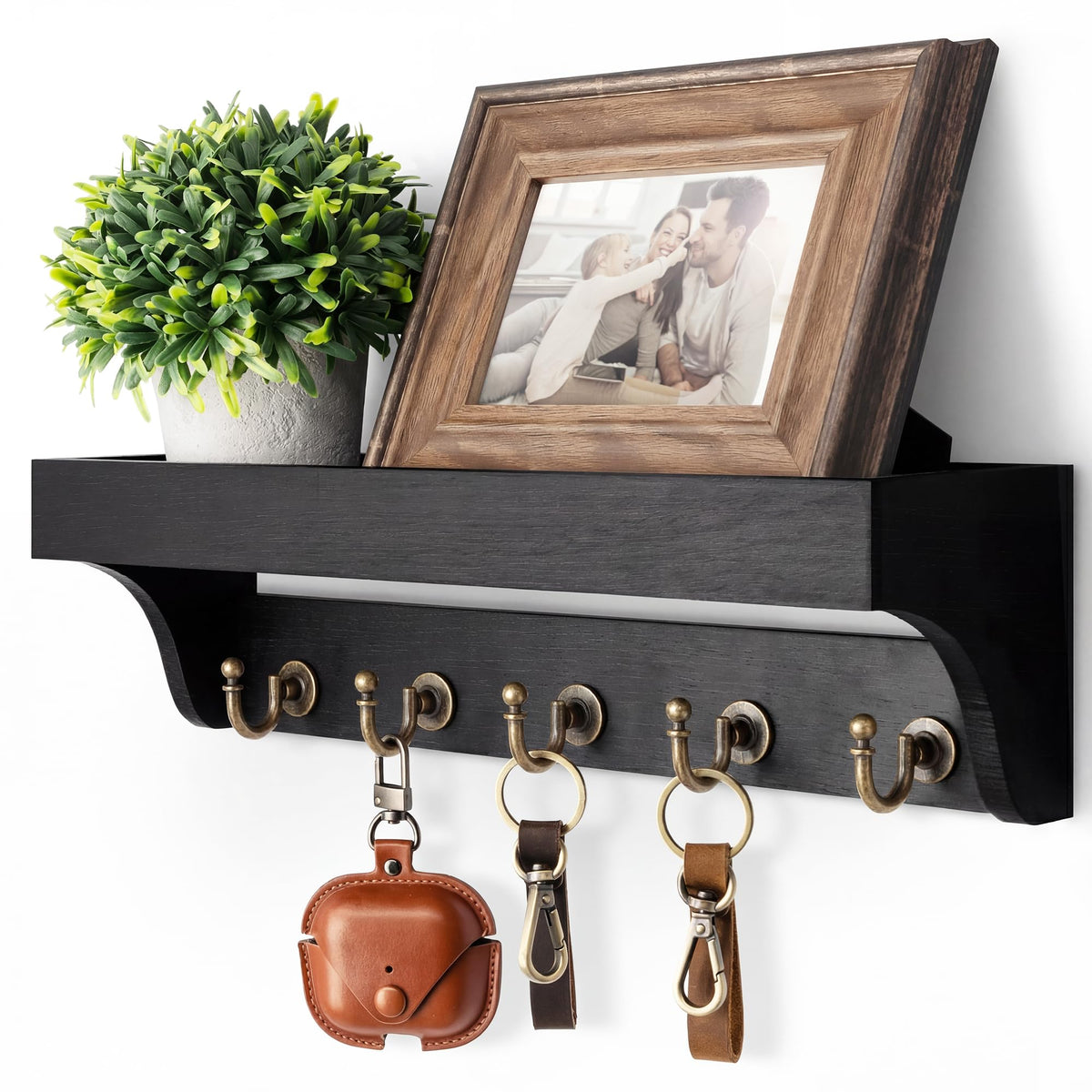 Rebee Vision 14-Inch Wall Key & Mail Holder with Hooks