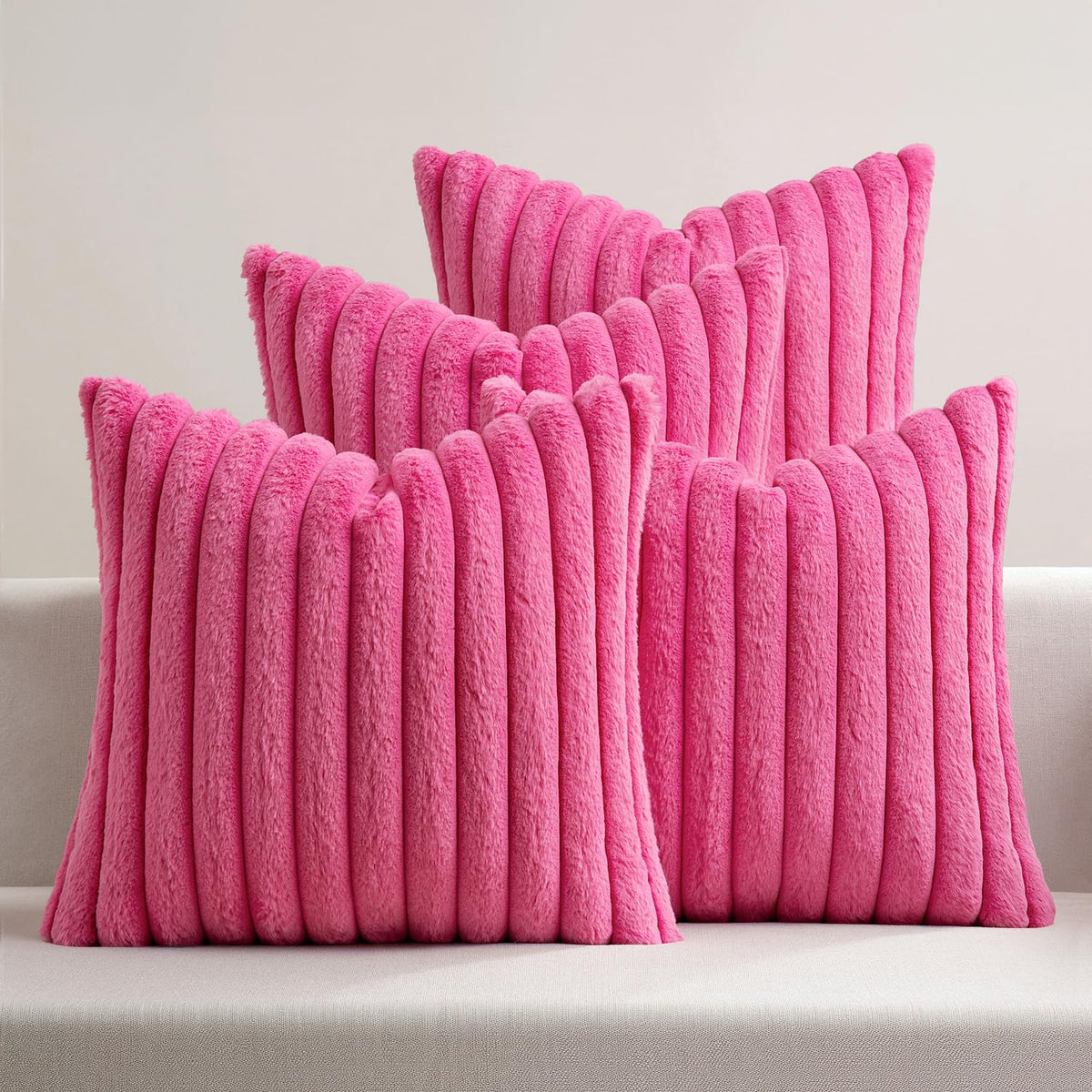 MIULEE Faux Fur Plush Decorative Throw Pillow Covers