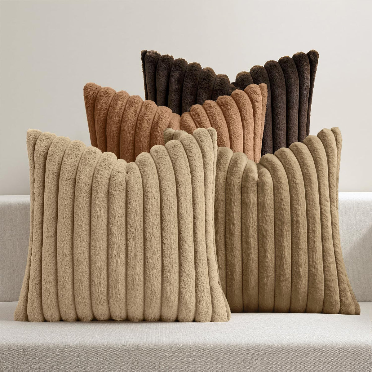 MIULEE Faux Fur Plush Decorative Throw Pillow Covers