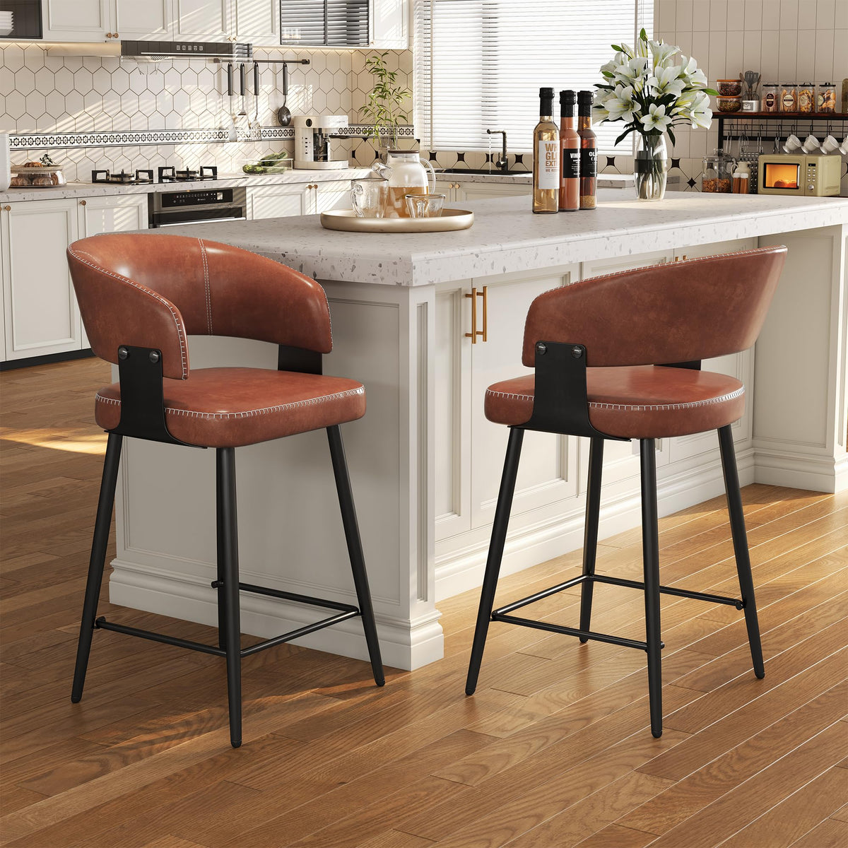 Euklea Modern Faux Leather Dining Chairs, Set of 2