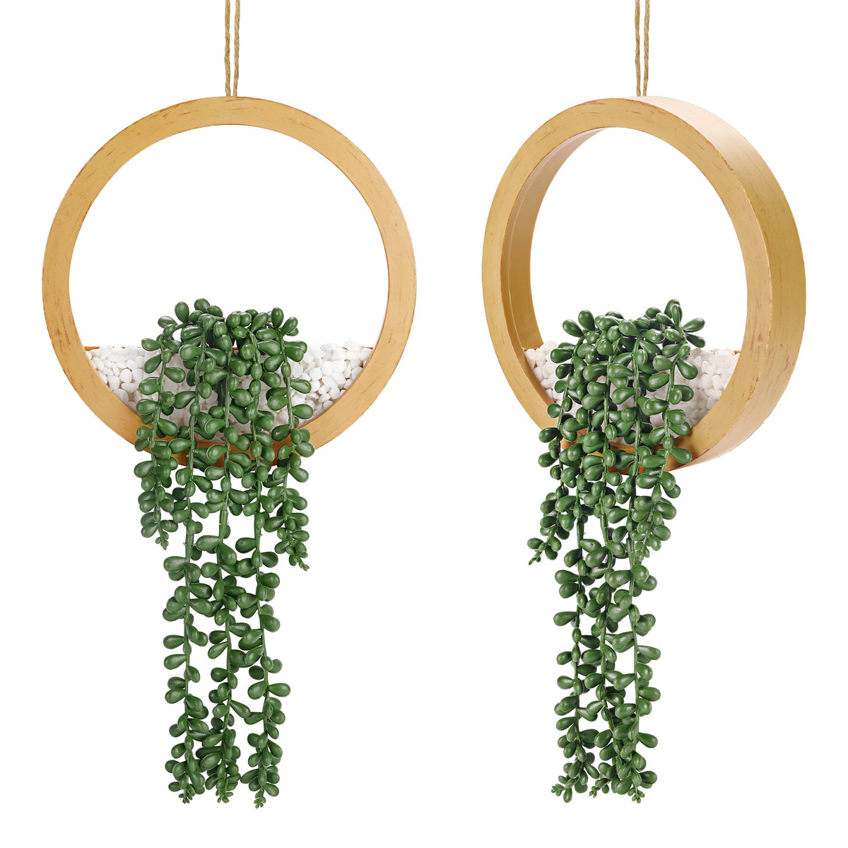 Der Rose Artificial Hanging Succulent Plants, Set of 2