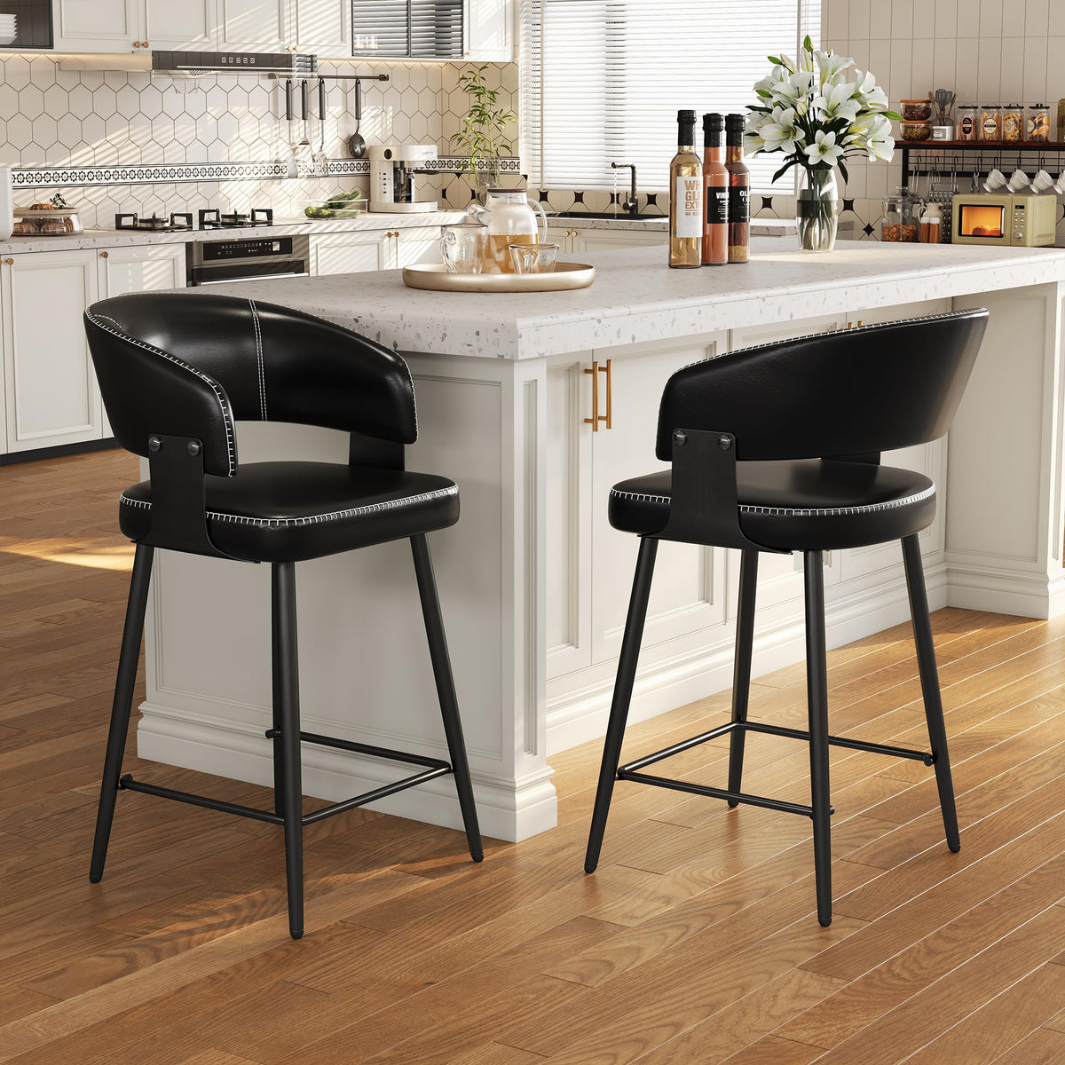 Euklea Modern Faux Leather Dining Chairs, Set of 2
