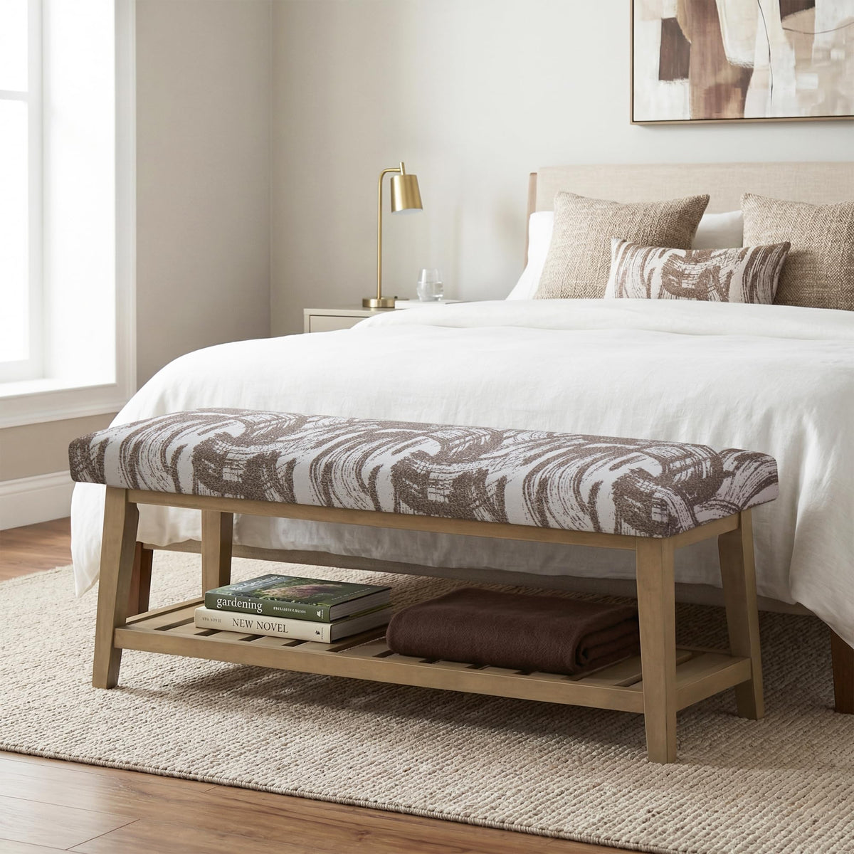 Upholstered Entryway Shoe Bench for Bedroom & Hallway