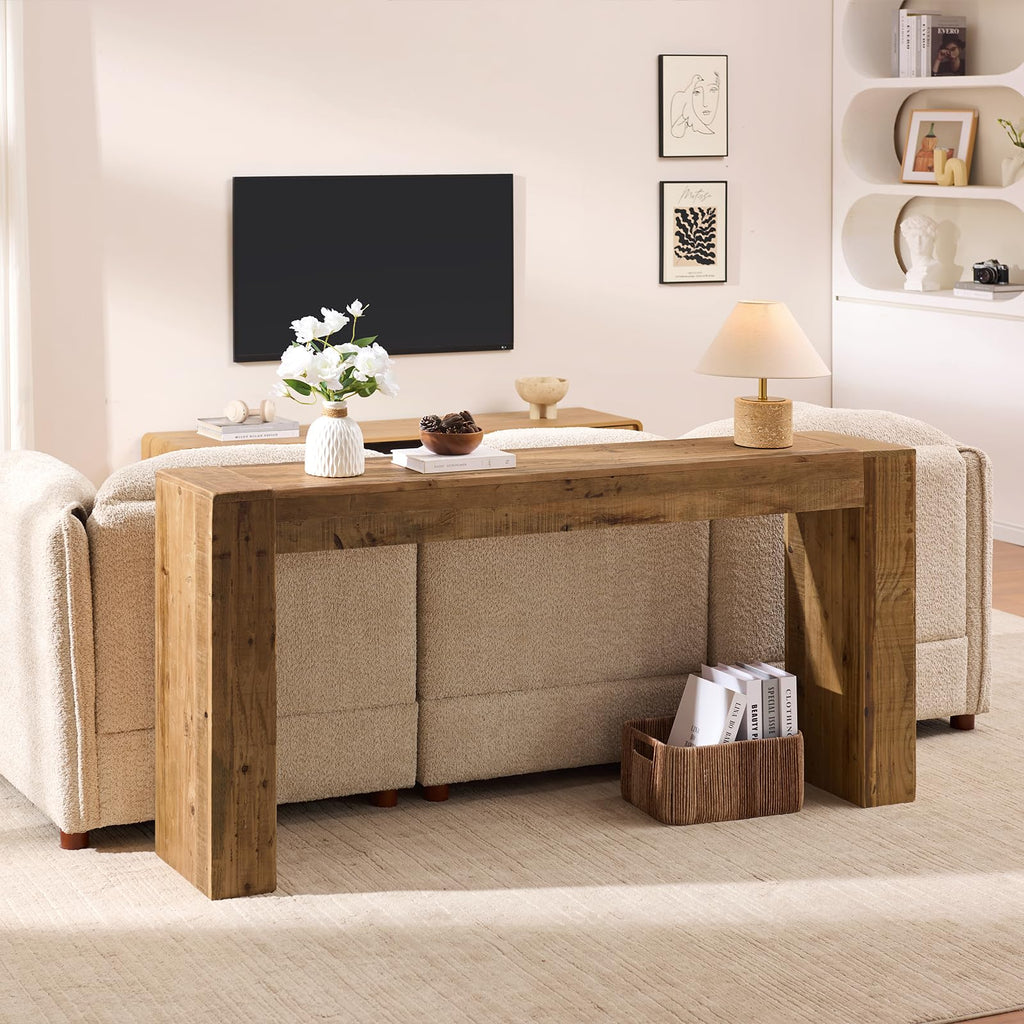 WINWY Solid Wood Console Table for Entryway & Living Room