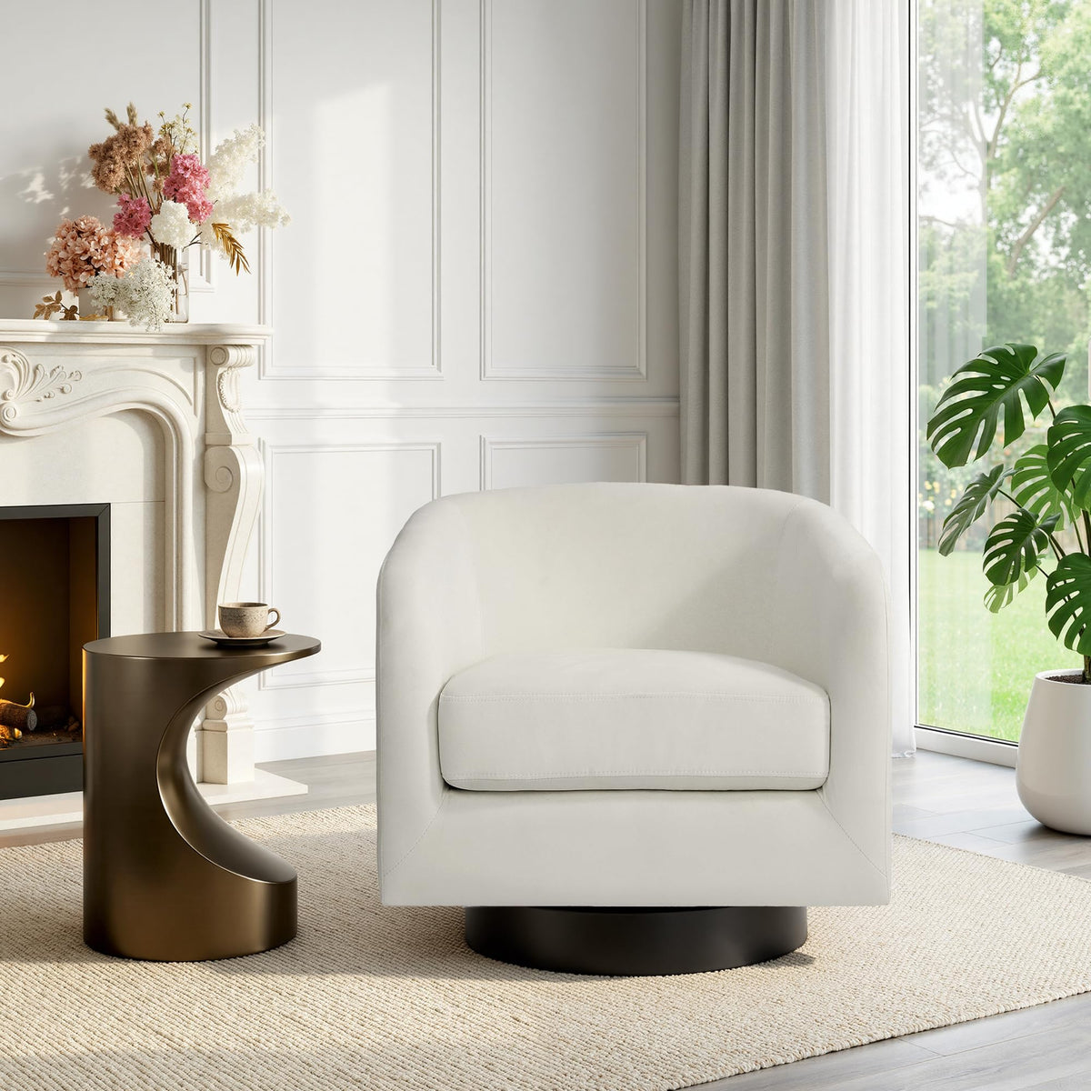 UIXE Swivel Barrel Accent Armchair for Living Room