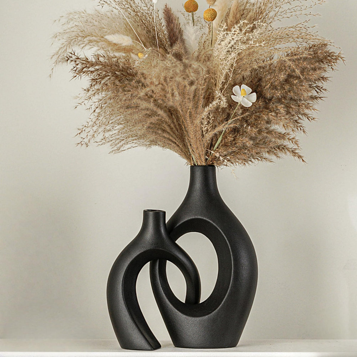Lvases Cream White Hollow Ceramic Decorative Vases, Set of 2