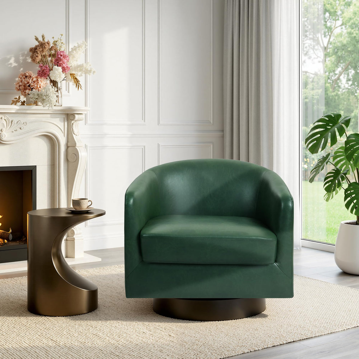 UIXE Swivel Barrel Accent Armchair for Living Room