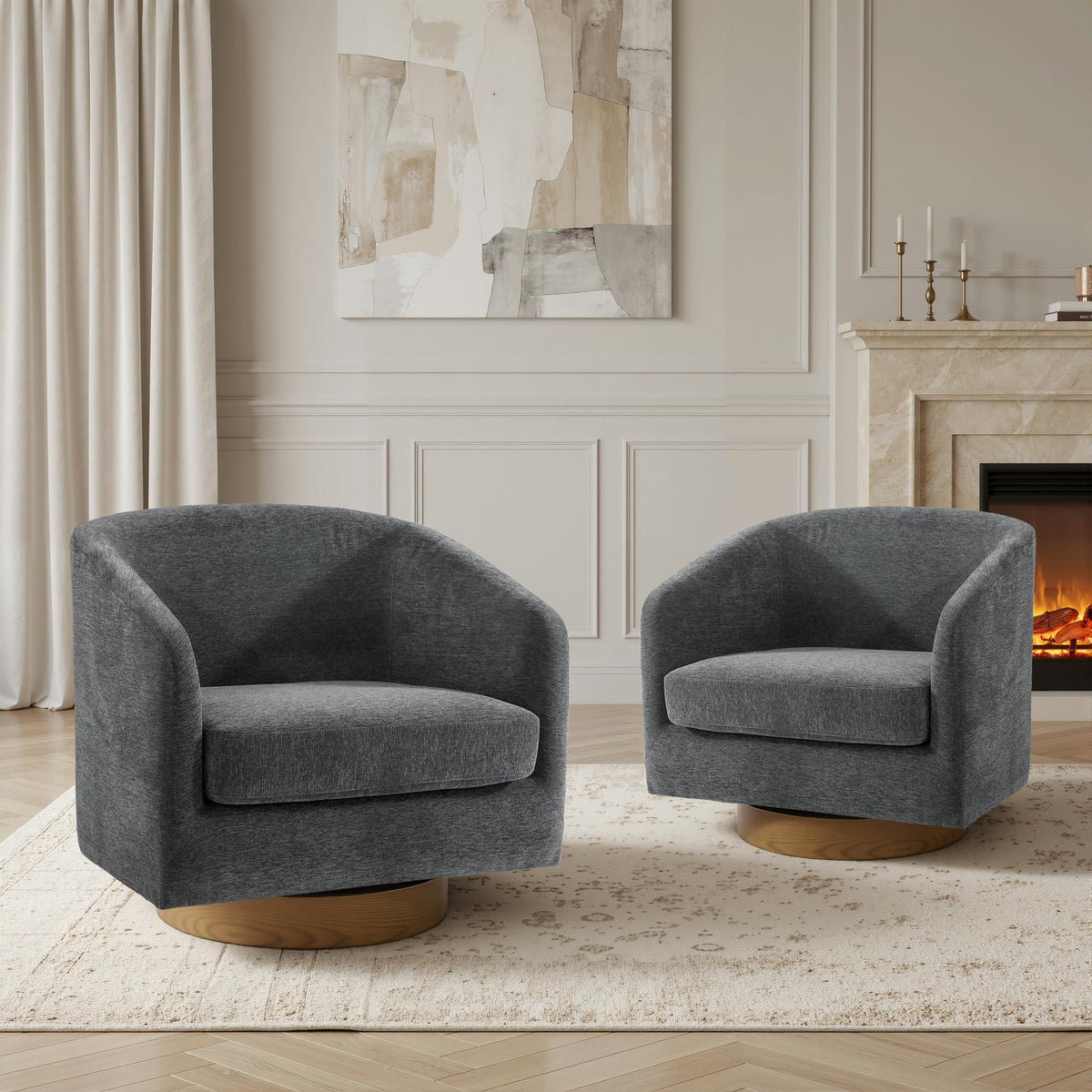 UIXE Swivel Barrel Accent Armchair for Living Room