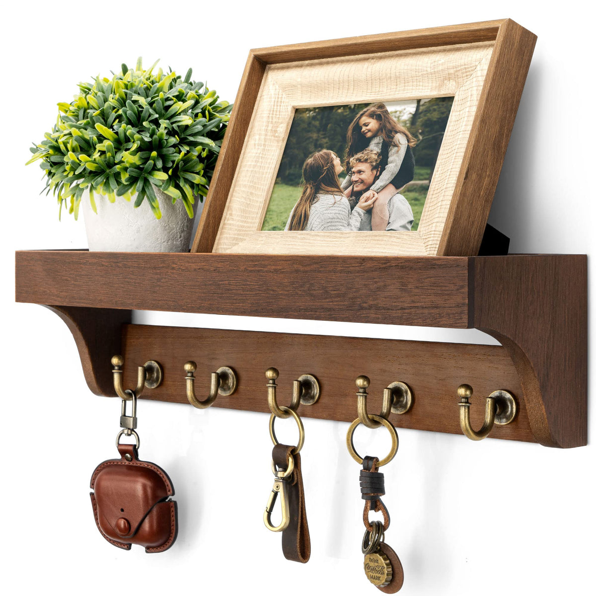 Rebee Vision 14-Inch Wall Key & Mail Holder with Hooks