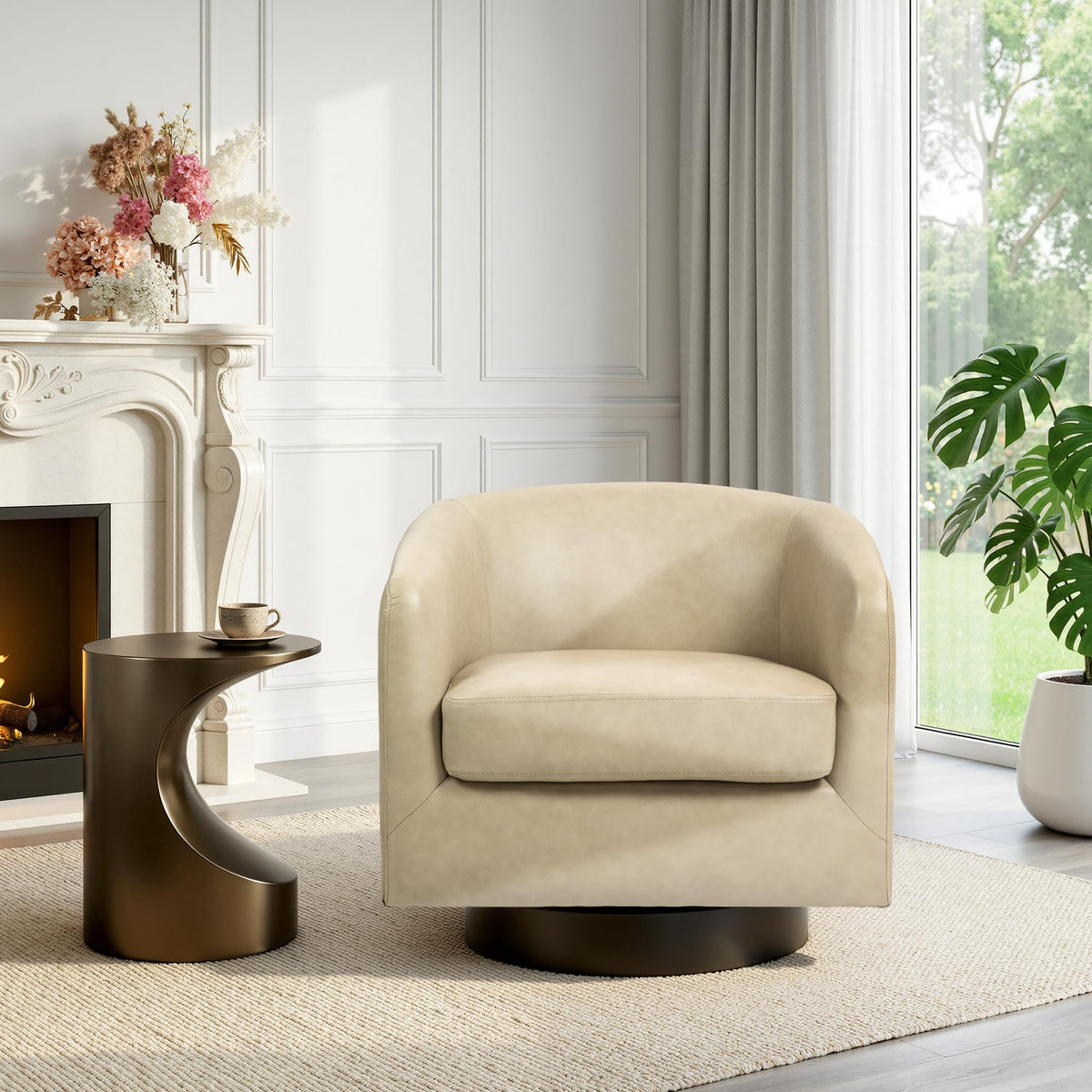 UIXE Swivel Barrel Accent Armchair for Living Room