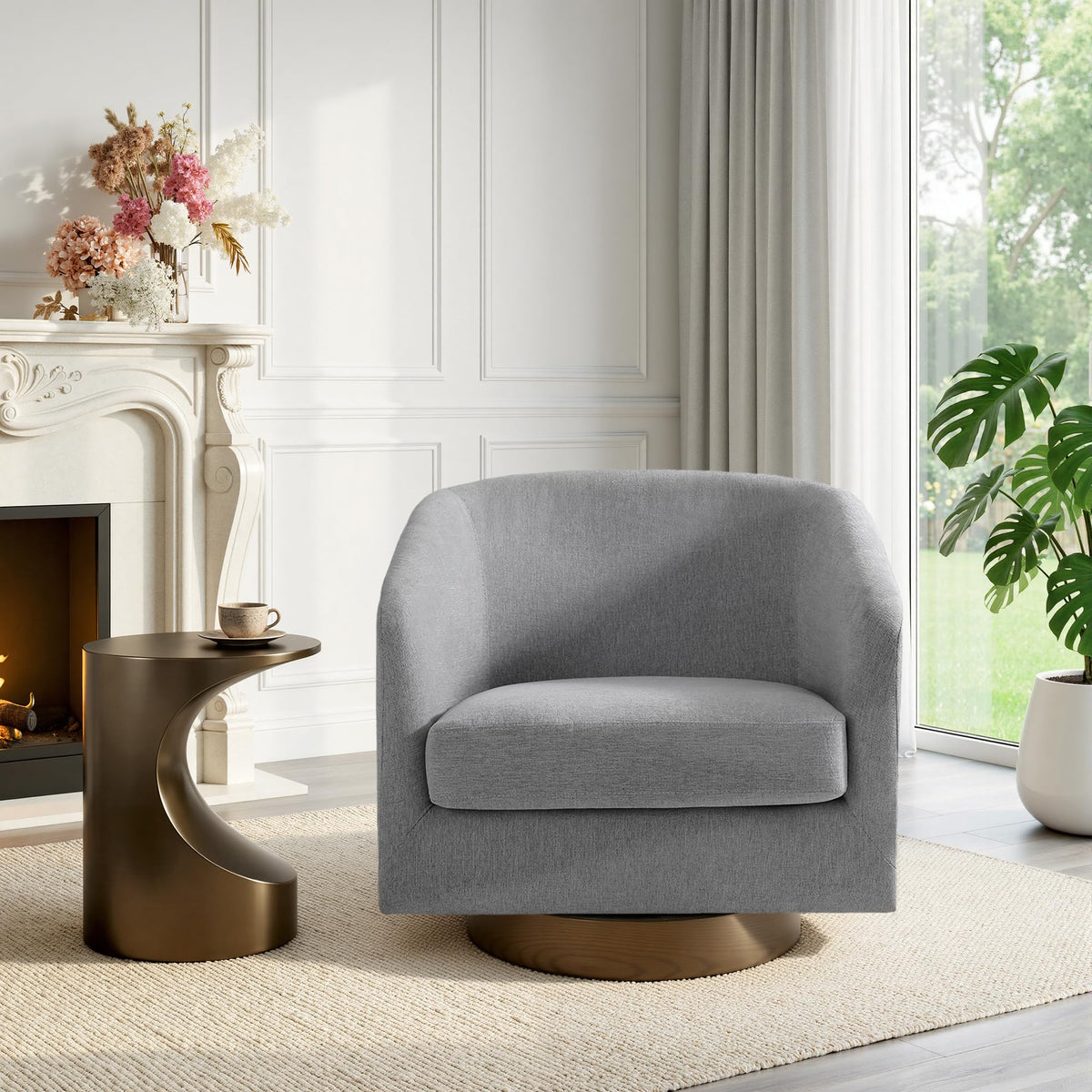 UIXE Swivel Barrel Accent Armchair for Living Room