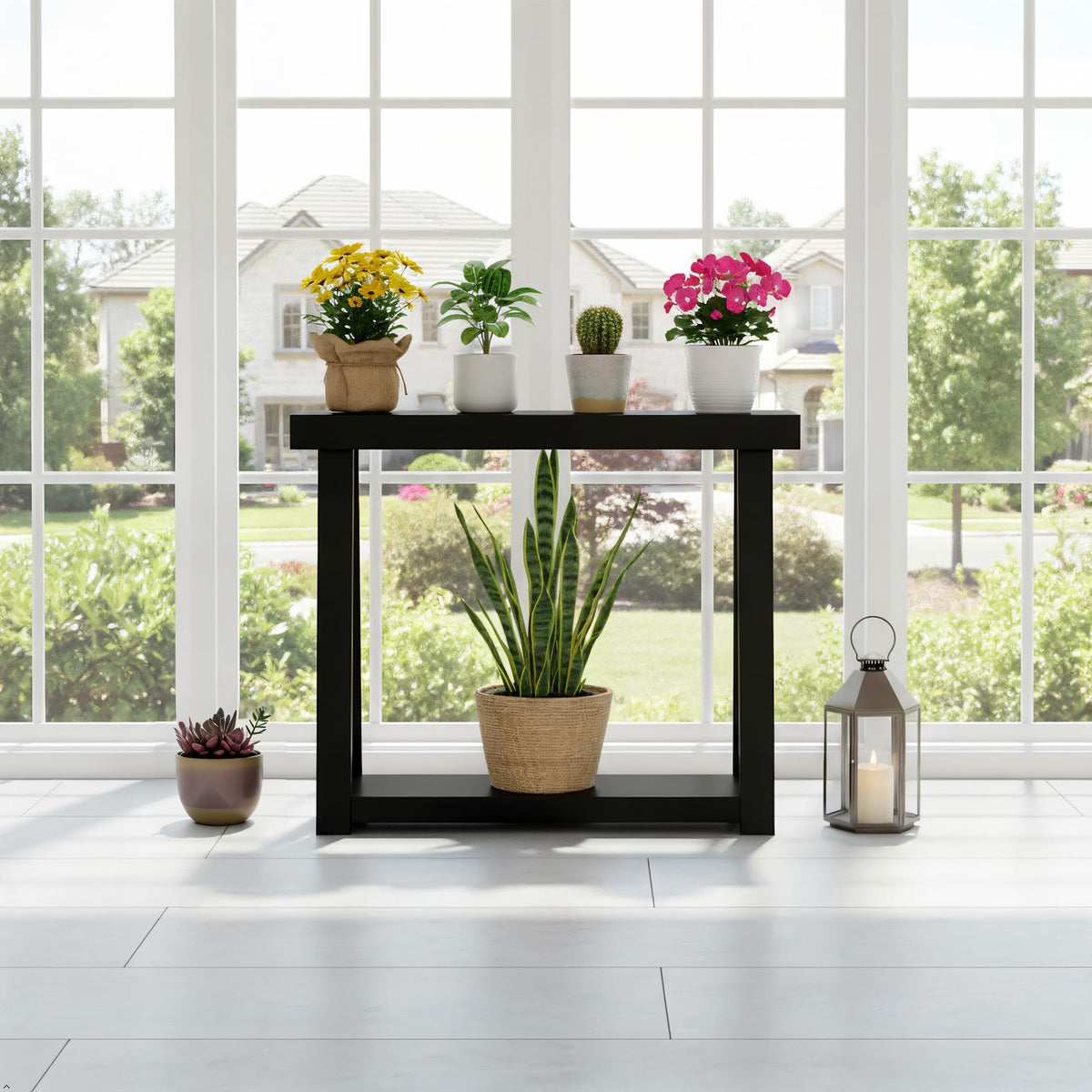 Plank+Beam Solid Wood Console Table with Storage Shelf