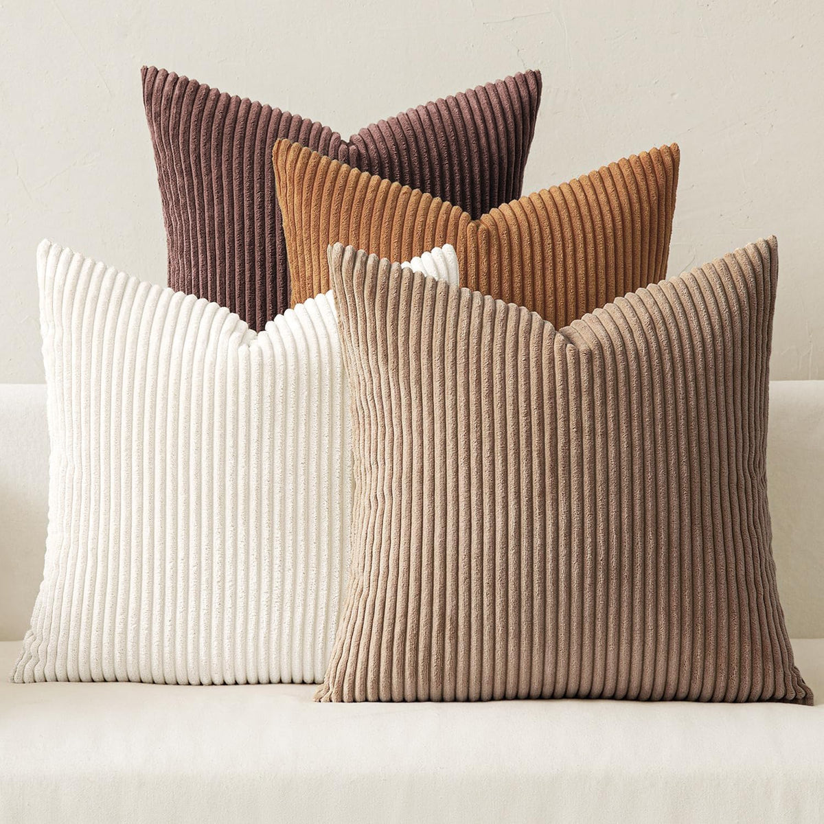 MIULEE Soft Corduroy Decorative Throw Pillow Covers, Set of 4