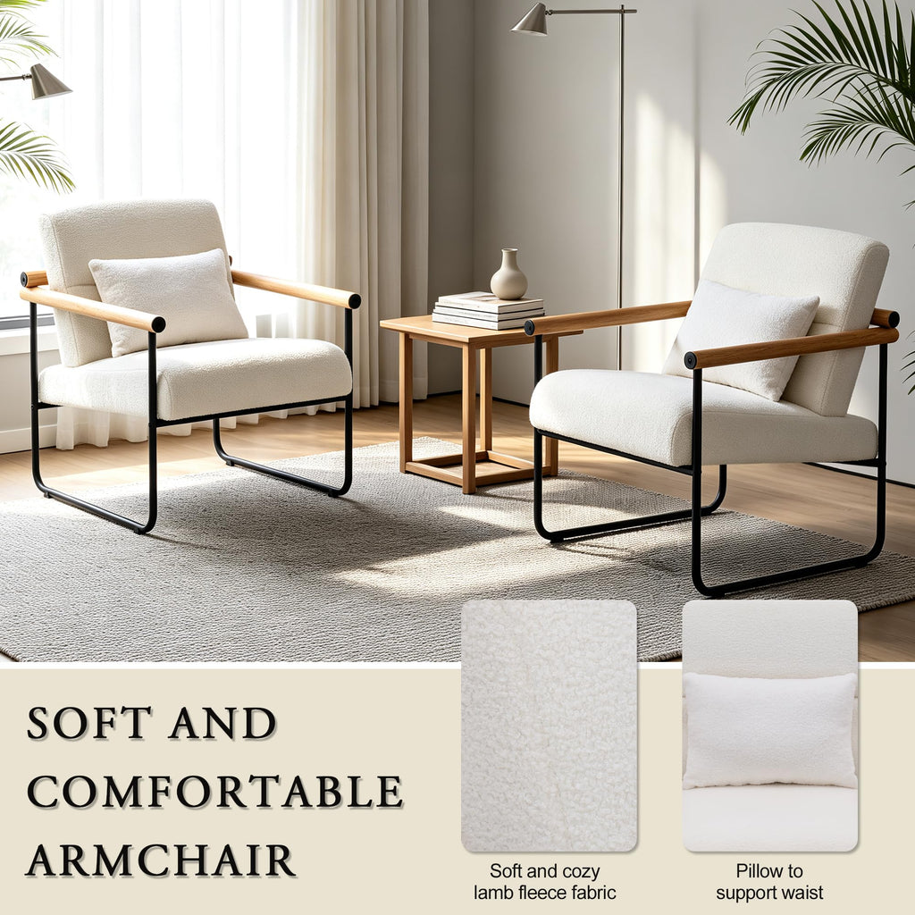 EORMHOEE Upholstered Accent Chair with Comfy Backrest – Beige