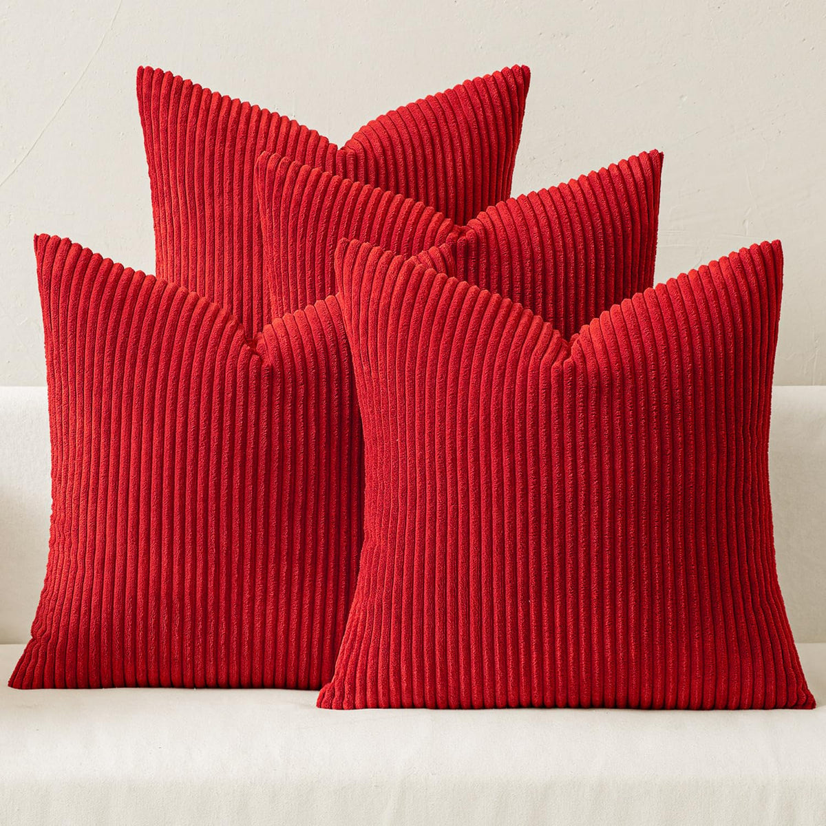MIULEE Soft Corduroy Decorative Throw Pillow Covers, Set of 4